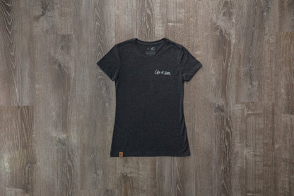Ladies Triblend T-shirt // Script Logo - Dark Grey